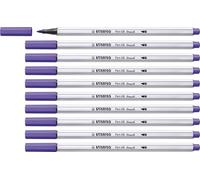 STABILO Feutre Pinceau Pen 68 Brush - Lot x 10 feutres Dessin à Pointe Pinceau - Violet