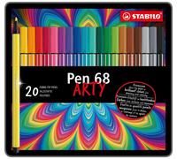 STABILO Feutre dessin Pen 68 - Boîte métal x 20 feutres de coloriage pointe moyenne -gamme ARTY