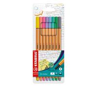 STABILO - Fineliner point 88 - Pack of 8 - Assorted Pastel Shades Pack of 8 Past