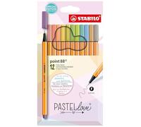 STABILO Fineliner point 88 - Pastellove Set - Lot de 12 - Couleurs assorties