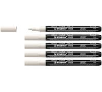STABILO FREE Acrylic T100- Marqueur acrylique - Lot x 5 marqueurs peinture - Pointe fine - blanc