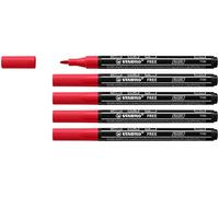 STABILO FREE Acrylic T100- Marqueur acrylique - Lot x 5 marqueurs peinture - Pointe fine - rouge