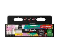STABILO FREE - Marqueur acrylique - Etui carton x 3 marqueurs peinture - pointes mixtes - blanc