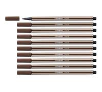 STABILO Lot de 10 Feutres de Dessin PEN 68 Pointe Moyenne 1 mm Brun