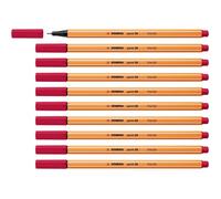 STABILO point 88 - Stylo feutre pointe fine - Lot x 10 feutres fins- Rouge Bordeaux (88/50)