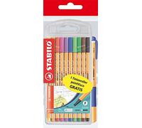 STABILO Lot de 10 stylos à pointe fine point 88 - 10 couleurs standard avec 1 point Visco bleu