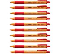 STABILO Lot de 10 Stylos Bille Rétractable POINTBALL Tracé 0 5 mm Rouge