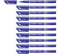 STABILO Lot de 10 stylos feutre Fineliner Sensor pointe fine bleu