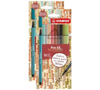 STABILO Lot de 2 Etuis carton 10 feutres de dessin Pen 68 Edition NatureCOLORS