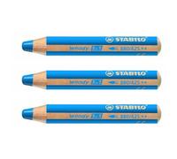 STABILO Crayon de coloriage woody 3in1 à l'unité – Bleu cobalt moyen