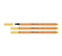 STABILO Lot de 3 Feutres à pointe fine point 88, jaune clair