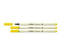 STABILO Lot de 3 Feutres pinceau Pen 68 brush, jaune citron