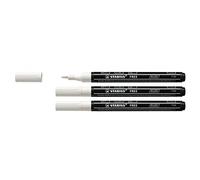 STABILO Lot de 3 Marqueurs pointe fine FREE acrylic T100 blanc