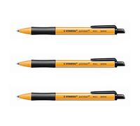 STABILO Lot de 3 Stylos Bille Rétractable POINTBALL Tracé 0,5 mm Noir