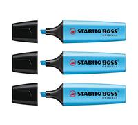 STABILO Lot de 3 surligneurs "BOSS ORIGINAL" - bleu
