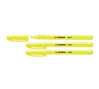 STABILO Lot de 3 Surligneurs de poche Flash Pte Biseautée 1-3,5 mm Jaune