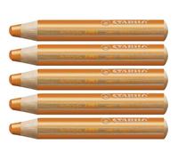STABILO Lot de 5 Crayons WOODY 3 en 1 Extra large orange