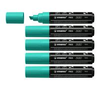 Stabilo Lot De 5 Marqueurs Pointe Large Free Acrylic T800c Vert Turquoise