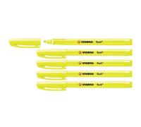 Stabilo Lot De 5 Surligneurs De Poche Flash Pointe Biseautée 1 - 3,5 Mm Jaune