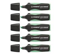 Stabilo Lot De 5 Surligneurs Green Boss Pastel Menthe À L'eau 83% Recyclé