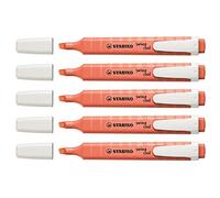 STABILO Lot de 5 Surligneurs Swing cool Pastel Edition Pointe 1-4 mm Rouge corail