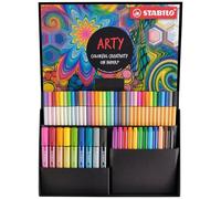 STABILO ARTY Coffret créatif - Coffret coloriage x 55 feutres : 11 feutres Pen 68 + 11 feutres pinceau Pen 68 brush + 9 feutres Pen 68 MAX + 12 stylos point 88 + 12 stylos pointMax