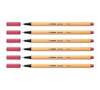 STABILO Lot de 6 Feutres à Pointe Fine Point 88-0,4mm Rouge grenadine