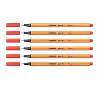 STABILO Lot de 6 Feutres à pointe fine point 88, tracé: 0,4 mm Rouge Clair