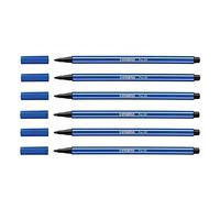 STABILO Lot de 6 Feutres de Dessin PEN 68 Pointe Moyenne 1 mm Bleu outremer