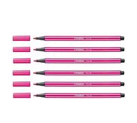 STABILO Lot de 6 Feutres de Dessin PEN 68 Pointe Moyenne 1 mm Rose foncé