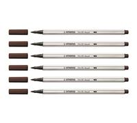 STABILO Lot de 6 Feutres Pointe Pinceau Pen 68 brush Brun