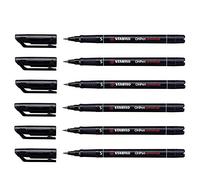 STABILO Lot de 6 Feutres pour Transparent OHPen Permanent Pointe superfine Noir