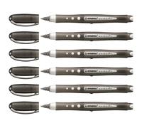 Stabilo Lot De 6 Rollers Worker+ Colorful Encre Liquide 100% Grip Tracé 0,5 Mm Noir
