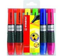 Stabilo luminator pochette de 6 surligneurs encre liquide jaune/vert/rouge/bleu foncé/orange/rose