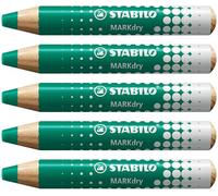 STABILO MARKdry - Crayon marqueur - Lot x 5 Crayons Ardoises et Tableaux blancs, Crayon Large à Mine XXL, Effaçable - vert
