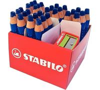 STABILO MARKdry - Crayon marqueur -Maxi schoolpack carton x 30 marqueurs effaçables ardoise et tableau blanc MARKdry bleu + 2 taille crayons