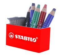 STABILO Crayon marqueur MARKdry – Pot aimanté x5 pour ardoises et tableaux blancs +1 chiffonnette