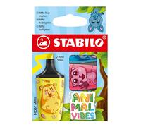 STABILO Surligneur BOSS MINI Animal Vibes – 3 mini surligneurs décorés, étui carton