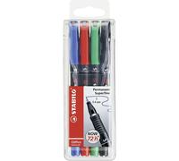 STABILO Marqueur permanent OHPen universal pointe extra-fine 0,4 mm – pochette 4 coloris assortis