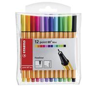 STABILO Mini feutre pointe fine point 88 Mini - Pochette x 12 mini stylos feutres - Coloris assortis