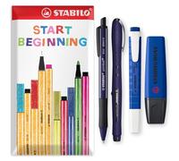STABILO NatureCOLORS - BOSS ORIGINAL & Swing Cool - Ensemble de stylos à bille et stylo à bille et stylo roller avec encre bleue | Coffret cadeau de 4 | Papeterie pour bureau, travail (bleu)