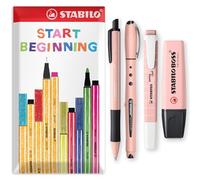 STABILO NatureCOLORS - BOSS ORIGINAL & Swing Cool - Ensemble de stylos à bille et stylo à bille et stylo roller avec encre bleue | Coffret cadeau de 4 | Papeterie pour bureau, travail (Blush)