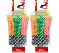 STABILO NEON - Surligneur - Filet x 8 surligneurs fluo - Couleurs assortis (Lot de 2)