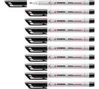 STABILO OHPen - Marqueur - Lot x 10 stylos marqueurs - Noir (encre non-permanente/pointe fine 0,7mm)