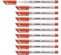STABILO OHPen - Marqueur - Lot x 10 stylos marqueurs - Rouge (encre non-permanente/pointe médium 1 mm)