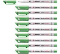 STABILO OHPen - Marqueur - Lot x 10 stylos marqueurs - Vert (encre non-permanente/pointe médium 1 mm)