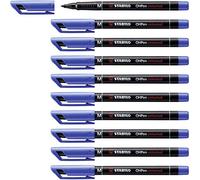 STABILO OHPen - Marqueur permanent - Lot x 10 marqueurs - Bleu (encre permanente/pointe médium 1 mm)