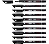 STABILO OHPen - Marqueur permanent - Lot x 10 marqueurs - Noir (encre permanente/pointe médium 1 mm)