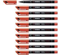 STABILO - Marqueur permanent OHPen - Pointe fine 0,7 mm - Encre permanente - Lot de 10 Rouge