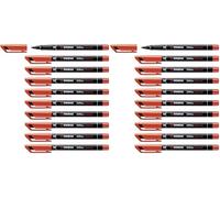 STABILO OHPen - Marqueur permanent - Lot x 10 marqueurs - Rouge (encre permanente/pointe médium 1 mm) (Lot de 2)